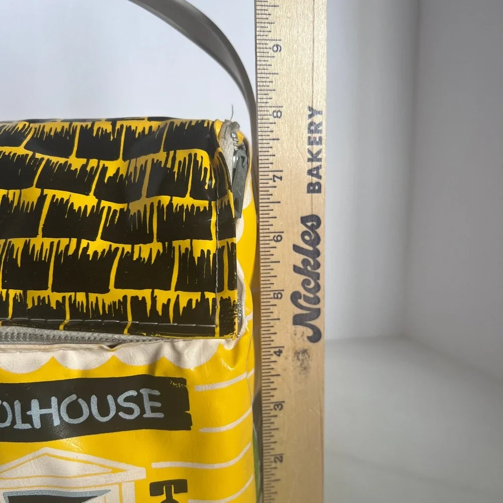 Vintage 1974 Mini Muncher Yellow Little Old Schoolhouse Lunchbox Dart Industries